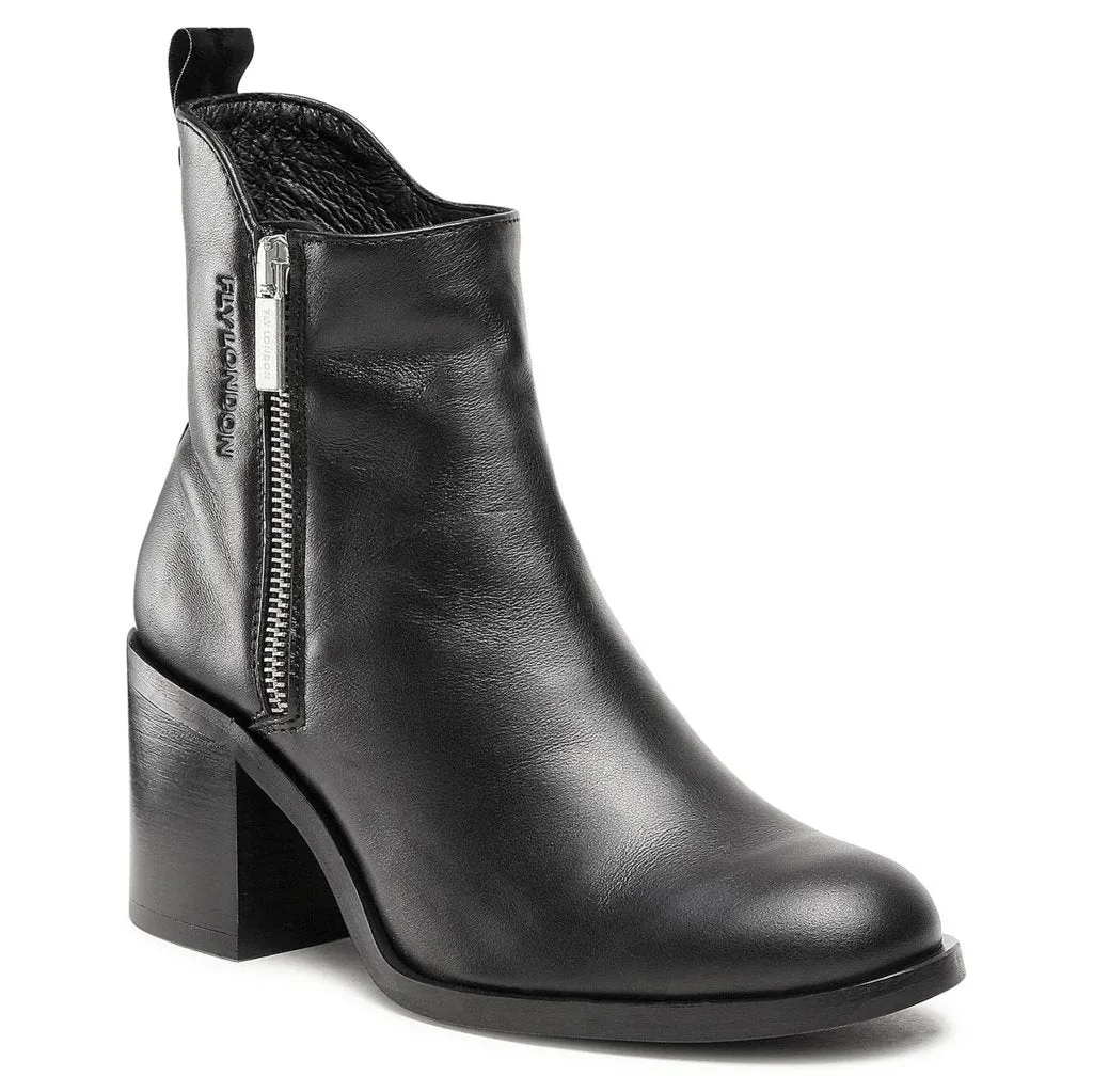 Fly London Ader912Fly Leather Zip Up Women's Block Heel Boots