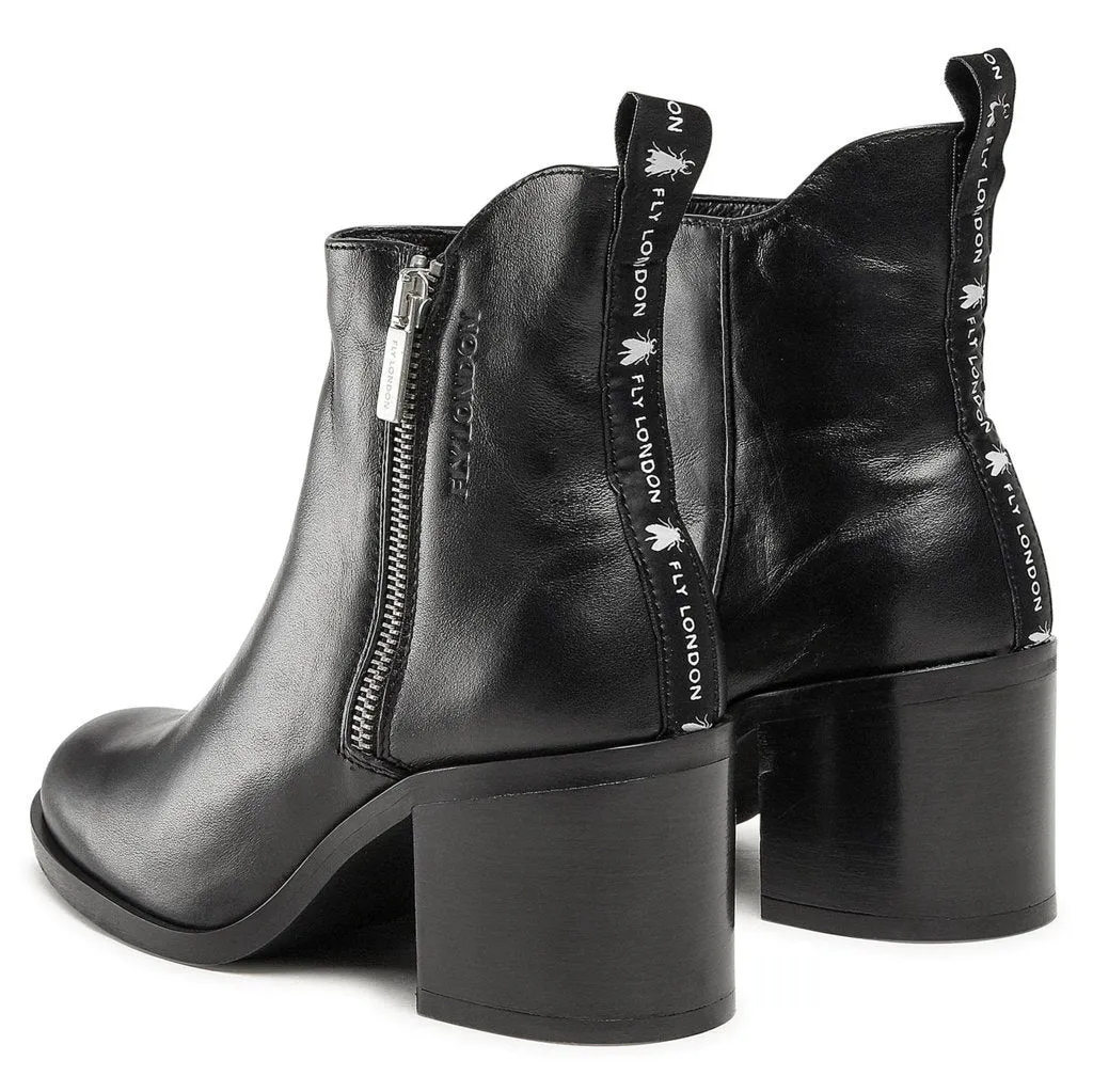 Fly London Ader912Fly Leather Zip Up Women's Block Heel Boots