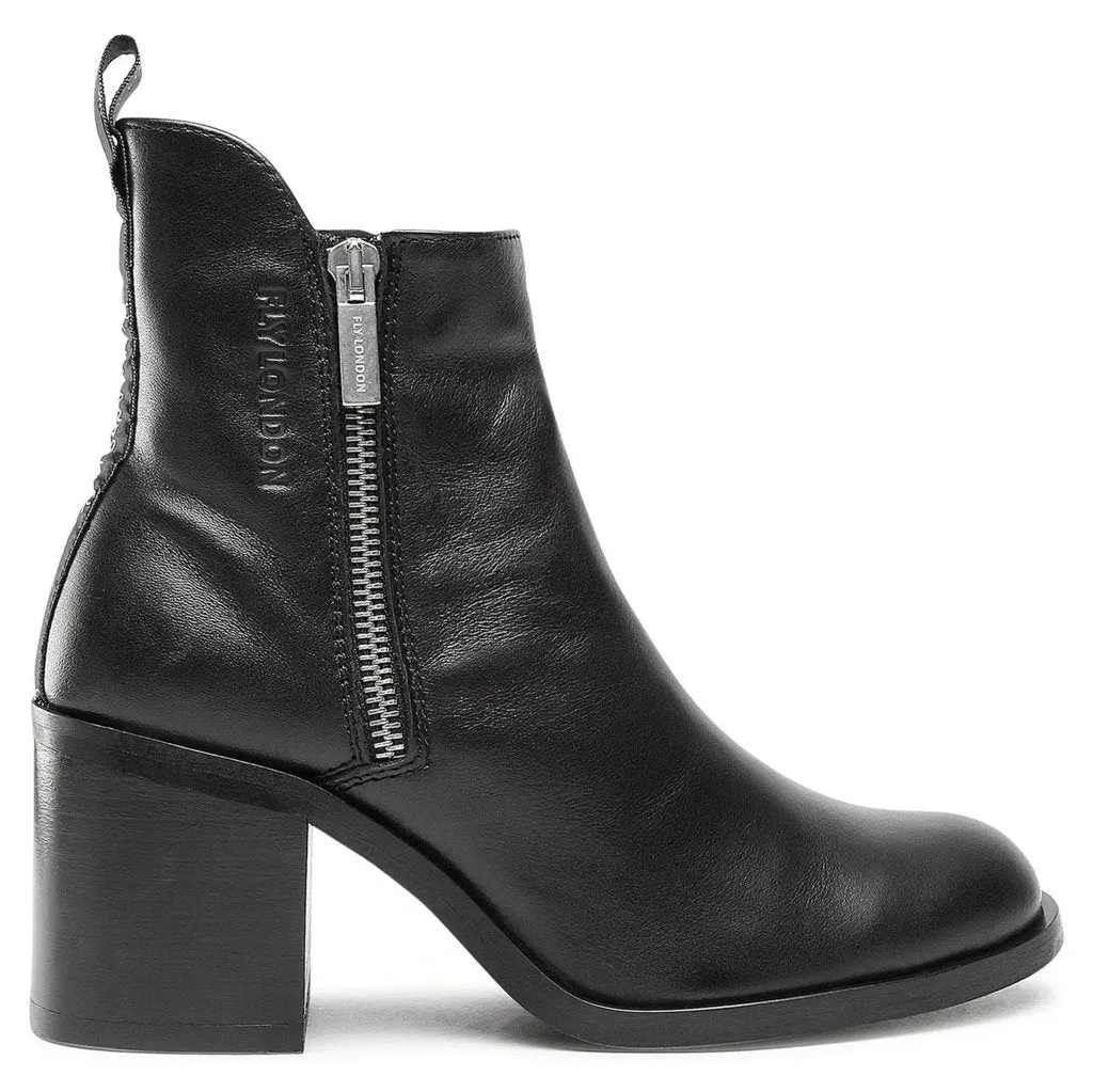 Fly London Ader912Fly Leather Zip Up Women's Block Heel Boots