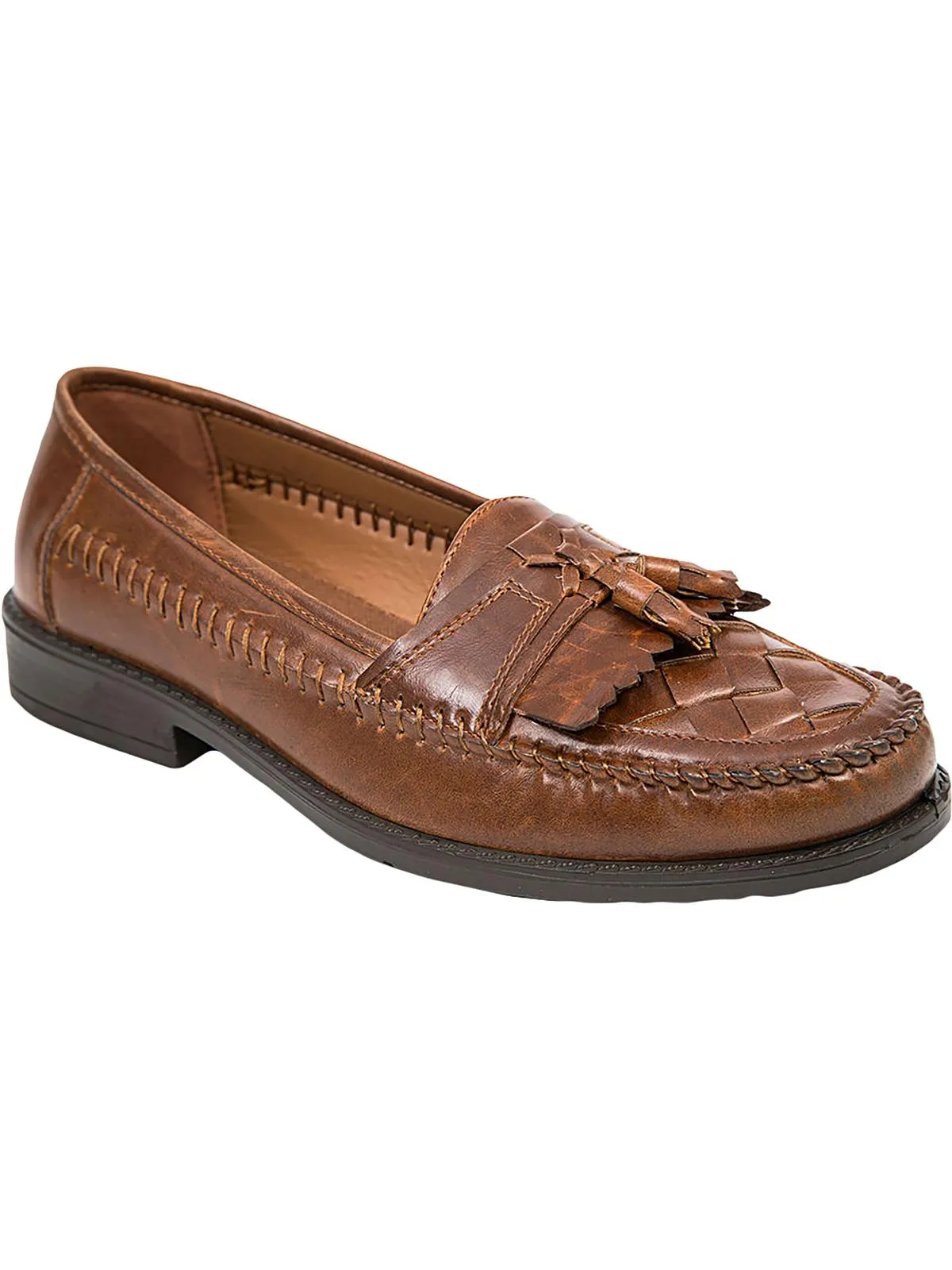 Herman Mens Woven Faux Leather Tassel Loafers