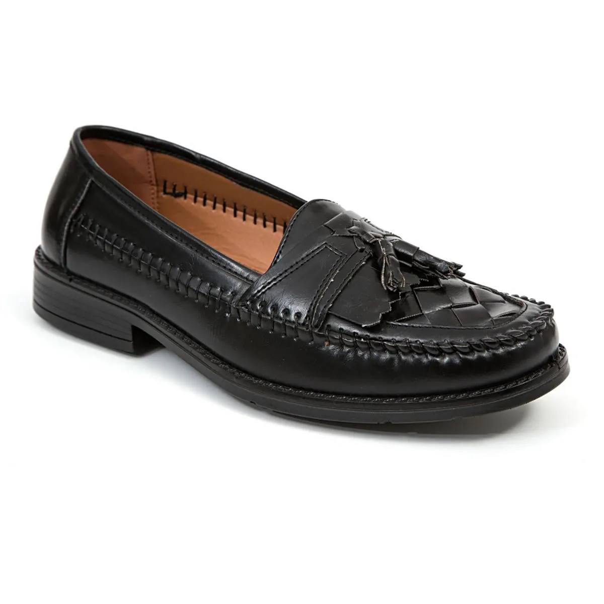 Herman Mens Woven Faux Leather Tassel Loafers