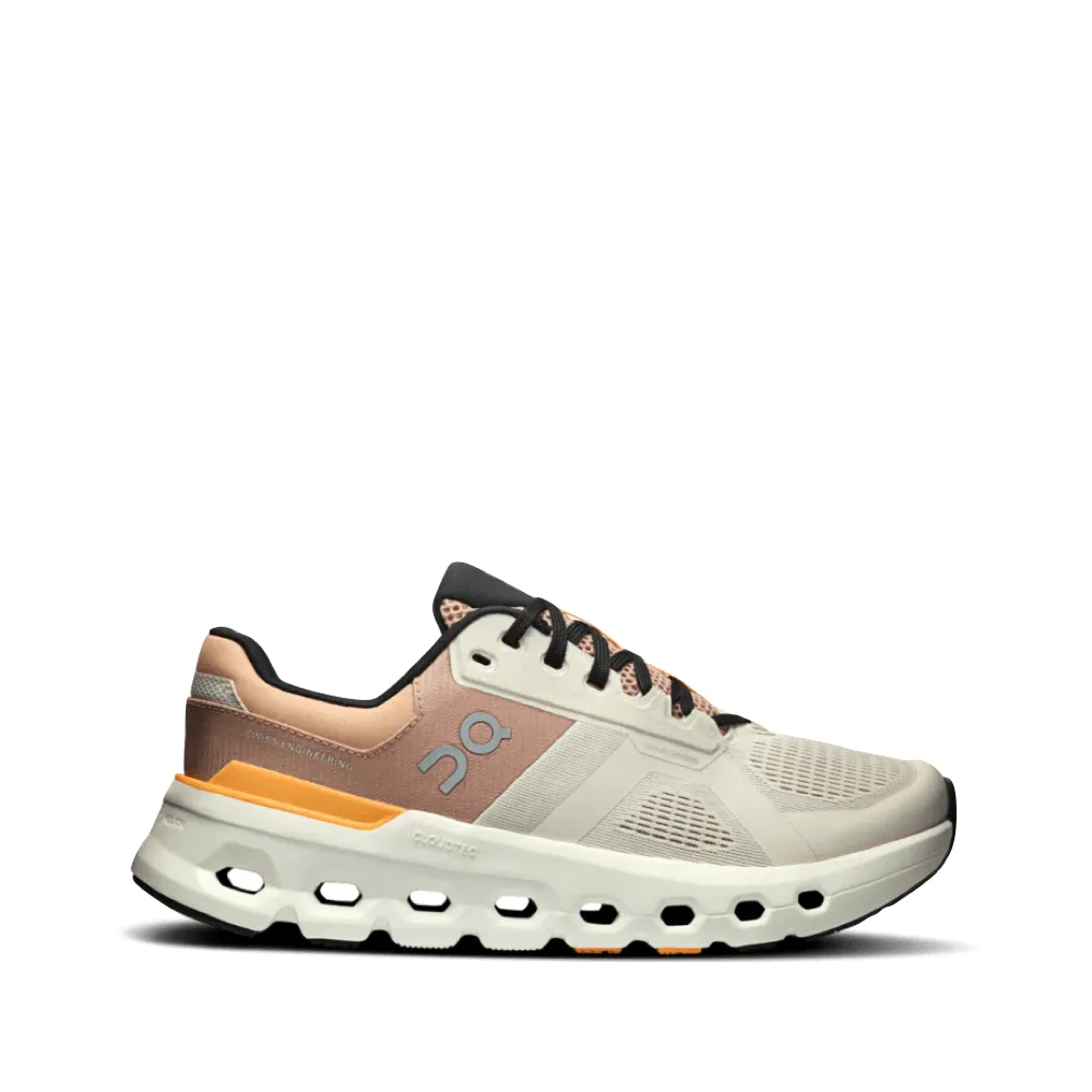 On Women's Cloudrunner 2 Sneaker in Pearl/Tangerine