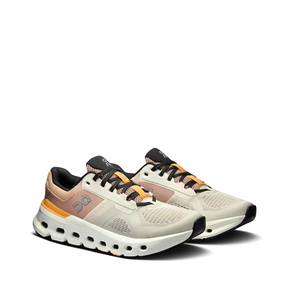 On Women's Cloudrunner 2 Sneaker in Pearl/Tangerine