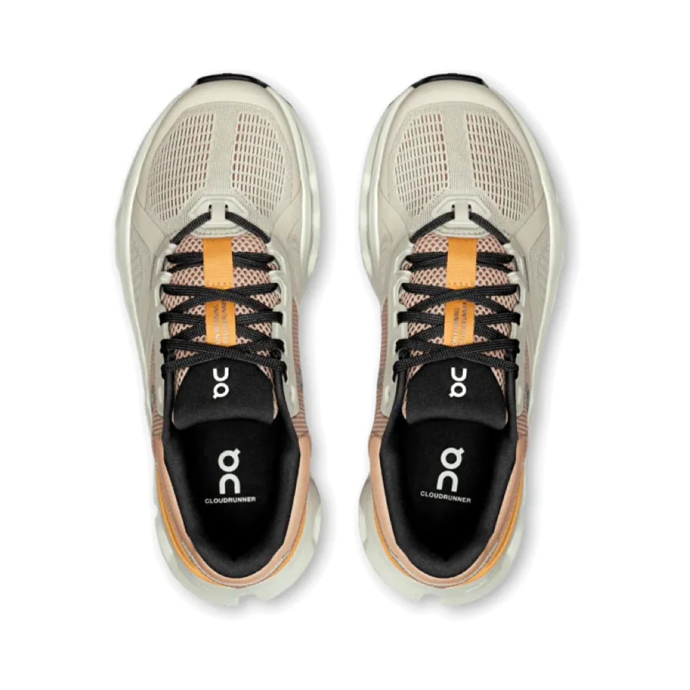 On Women's Cloudrunner 2 Sneaker in Pearl/Tangerine