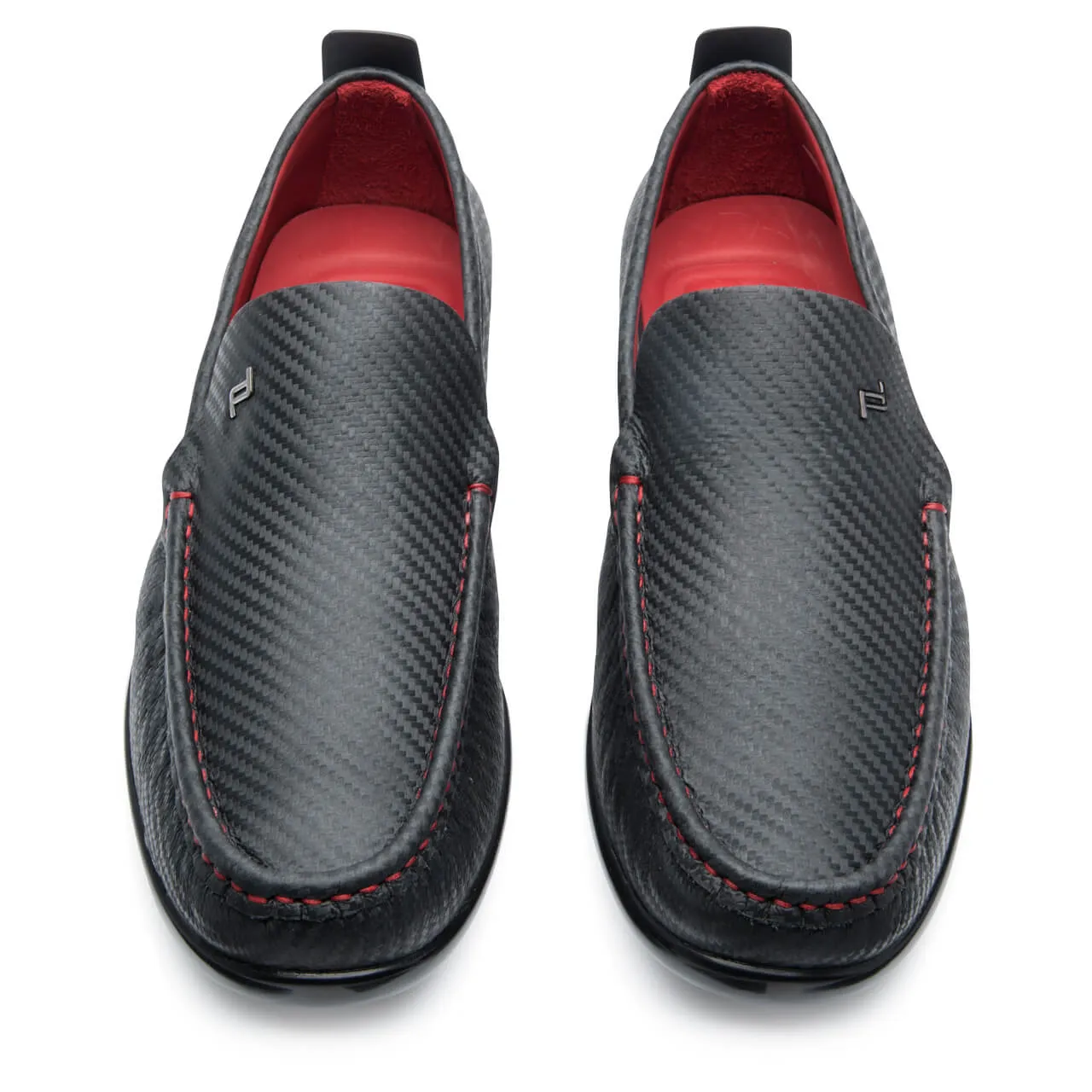 Porsche Beverly Hills Carbon Design Black-Red Moccasins
