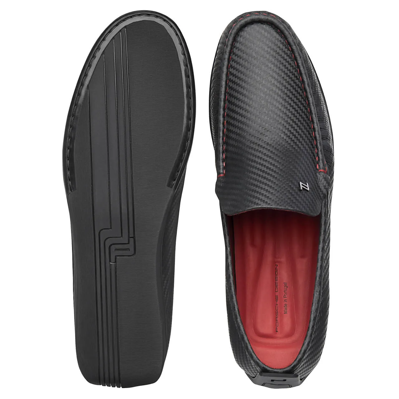 Porsche Beverly Hills Carbon Design Black-Red Moccasins