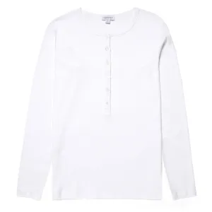 Sunspel Womens Rib Henley White