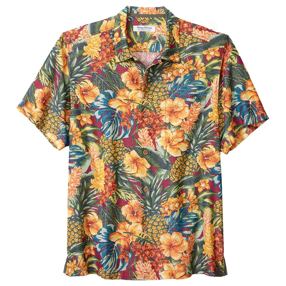 Tommy Bahama Big & Tall Coconut Point Sunset Canopy Camp Shirt - Dark Sangria Tommy Bahama Clothing