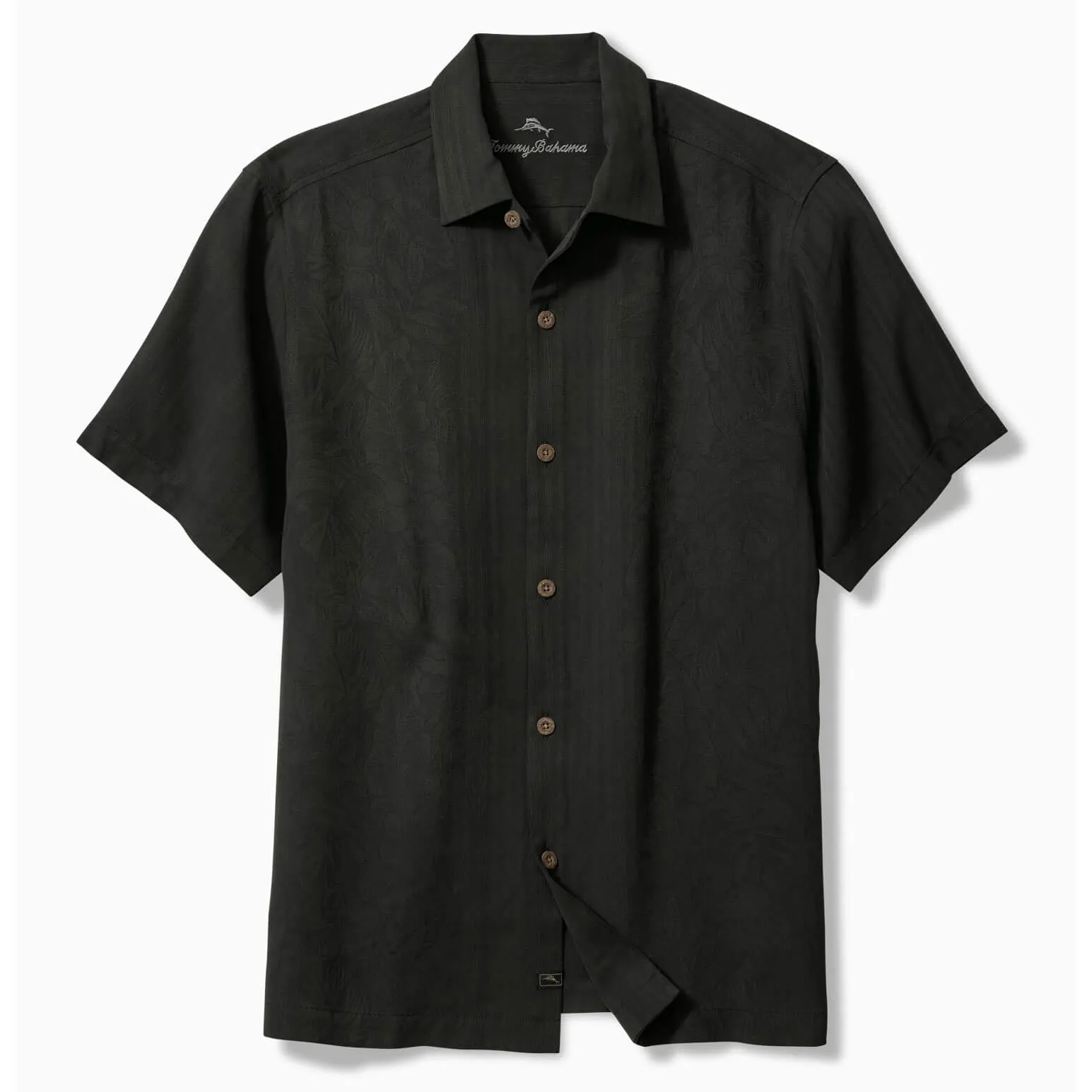 Tommy Bahama Men's Big & Tall Maui Border Silk Camp Shirt - Black Mens Tommy Bahama