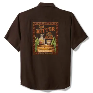 Tommy Bahama Men's I Get Better With Age Embroidered Silk Camp Shirt - Brandy Tommy Bahama Clothing