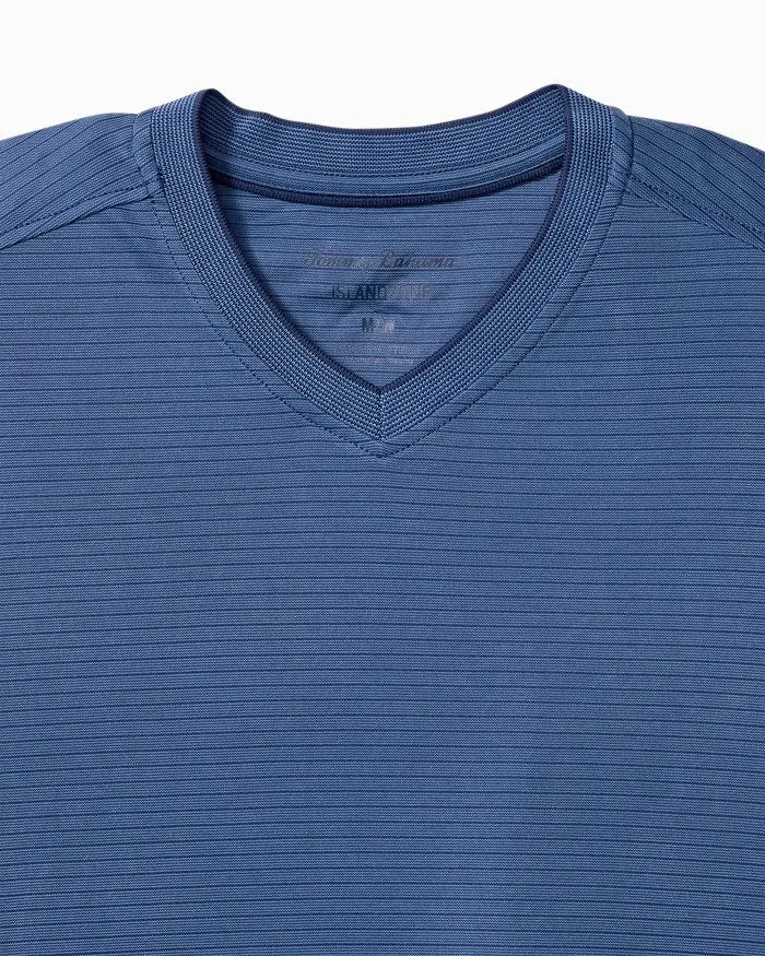 Tommy Bahama Men's IslandZone Bay Stripe V-Neck T-Shirt - Bering Blue Tommy Bahama Clothing