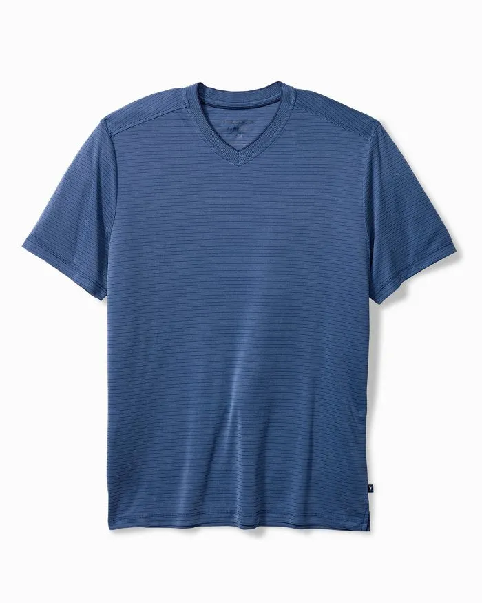 Tommy Bahama Men's IslandZone Bay Stripe V-Neck T-Shirt - Bering Blue Tommy Bahama Clothing