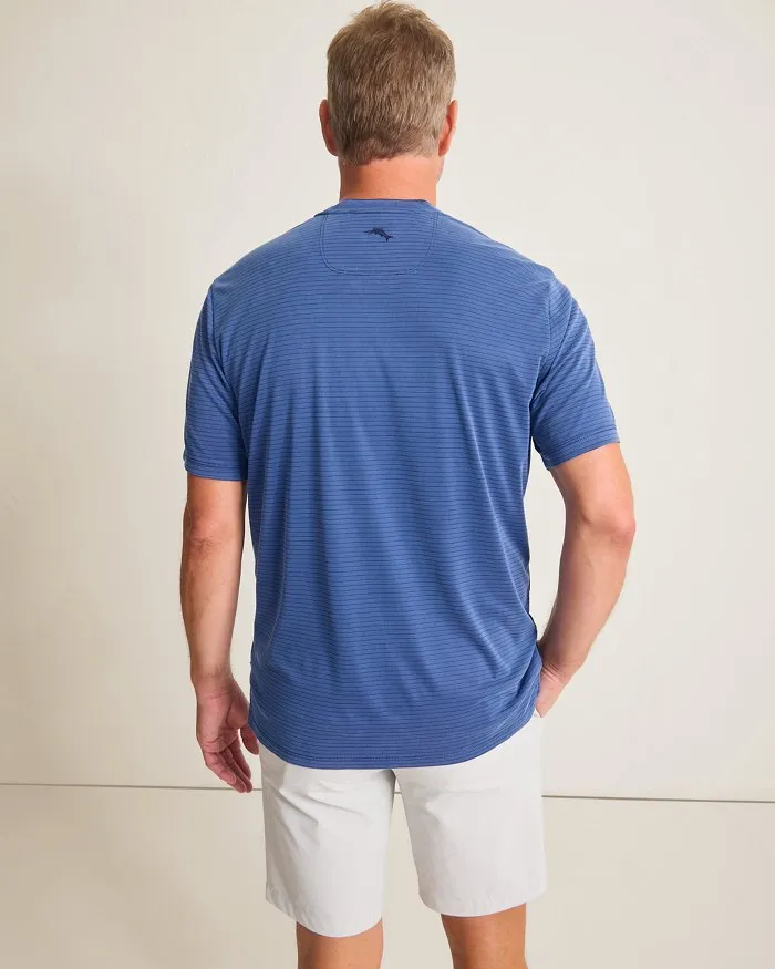 Tommy Bahama Men's IslandZone Bay Stripe V-Neck T-Shirt - Bering Blue Tommy Bahama Clothing