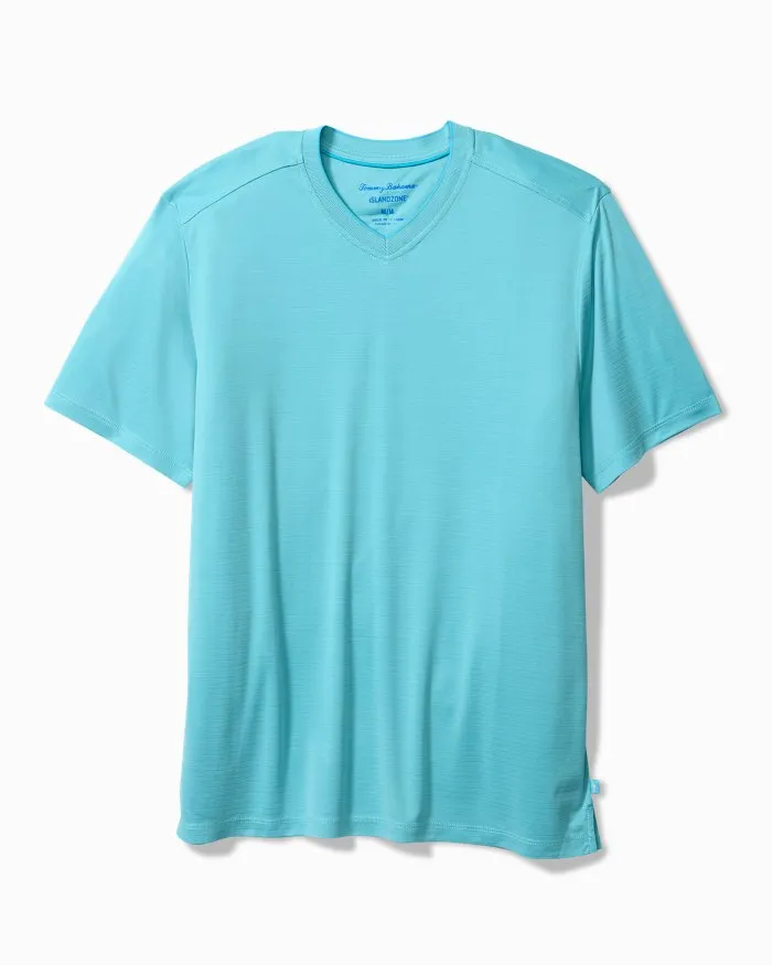 Tommy Bahama Men's IslandZone Bay Stripe V-Neck T-Shirt - Blue Whisper Mens Tommy Bahama