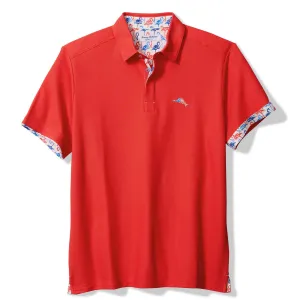 Tommy Bahama Men's IslandZone Flamingo Mingle Five O'Clock Polo Shirt - Poppy Red Tommy Bahama Clothing