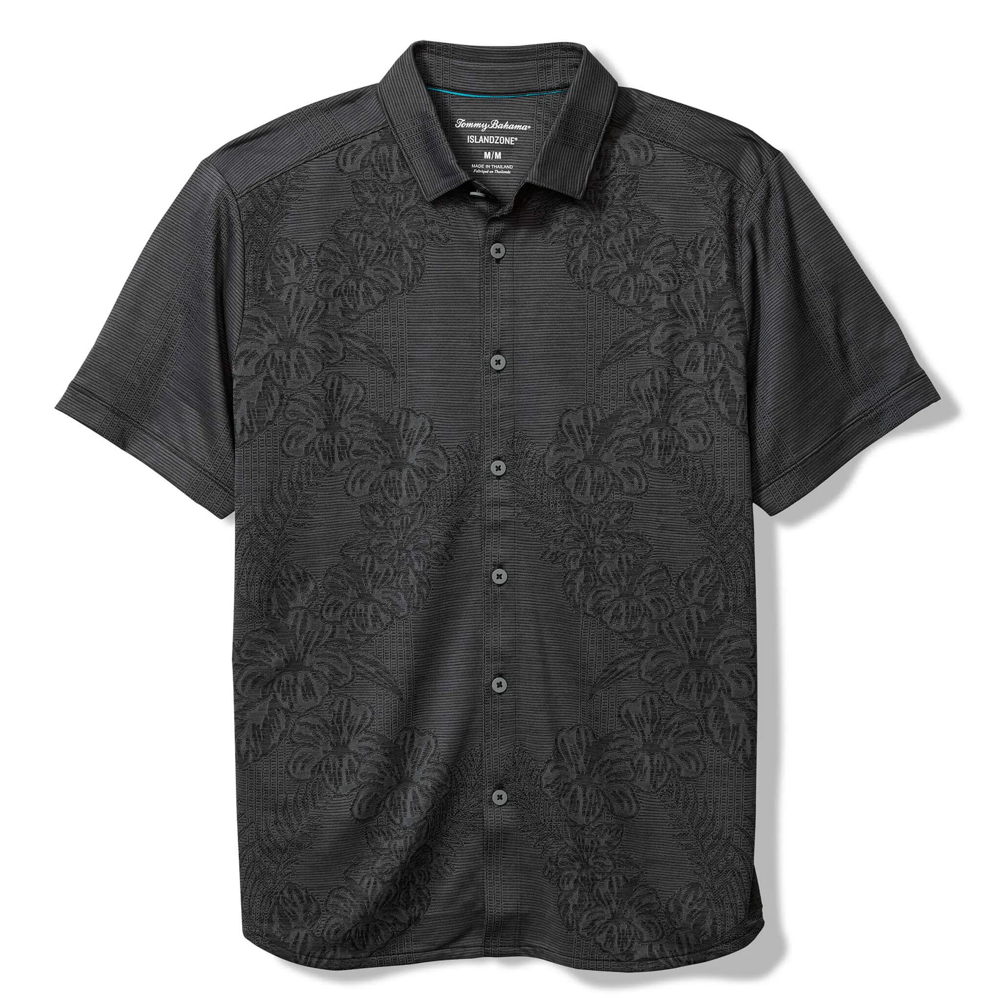 Tommy Bahama Men's IslandZone Palm Coast Cascade Vines Camp Shirt - Black Mens Tommy Bahama