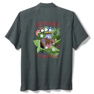 Tommy Bahama Men's King Of The Jungle Embroidered Silk Camp Shirt - Wire Rim Mens Tommy Bahama