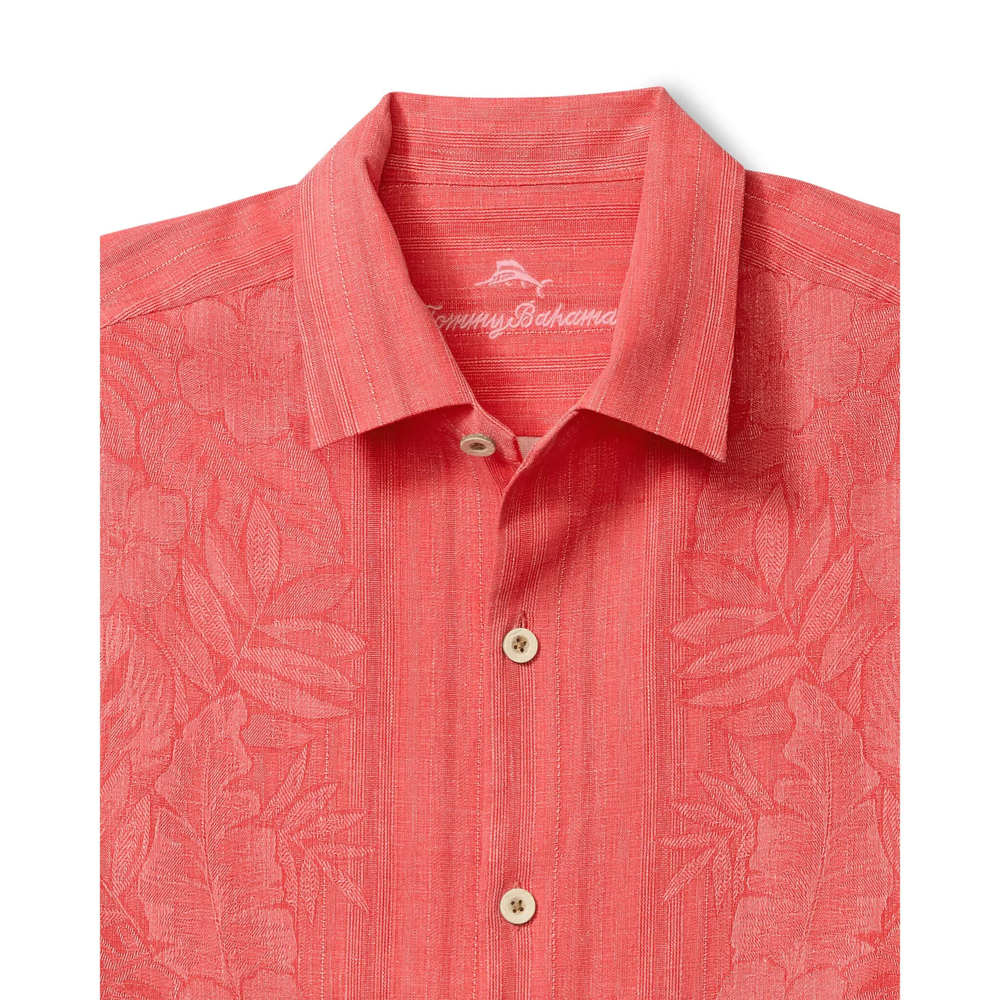 Tommy Bahama Men's Maui Border Silk Camp Shirt - Melon Berry Mens Tommy Bahama