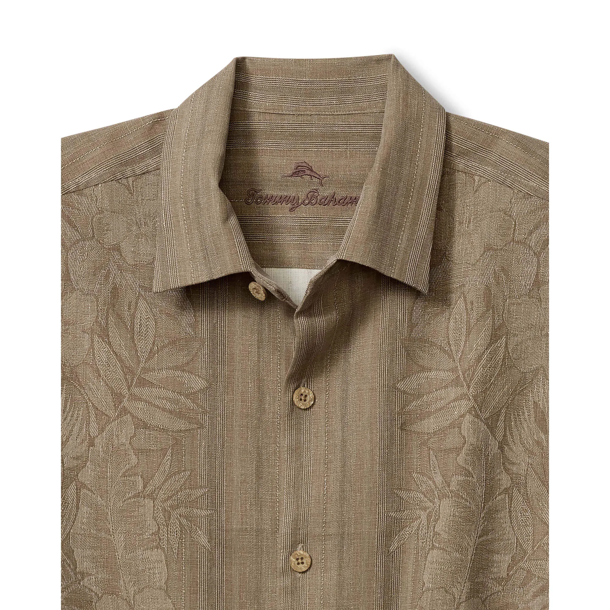 Tommy Bahama Men's Maui Border Silk Camp Shirt - Soft Brown Tommy Bahama Clothing