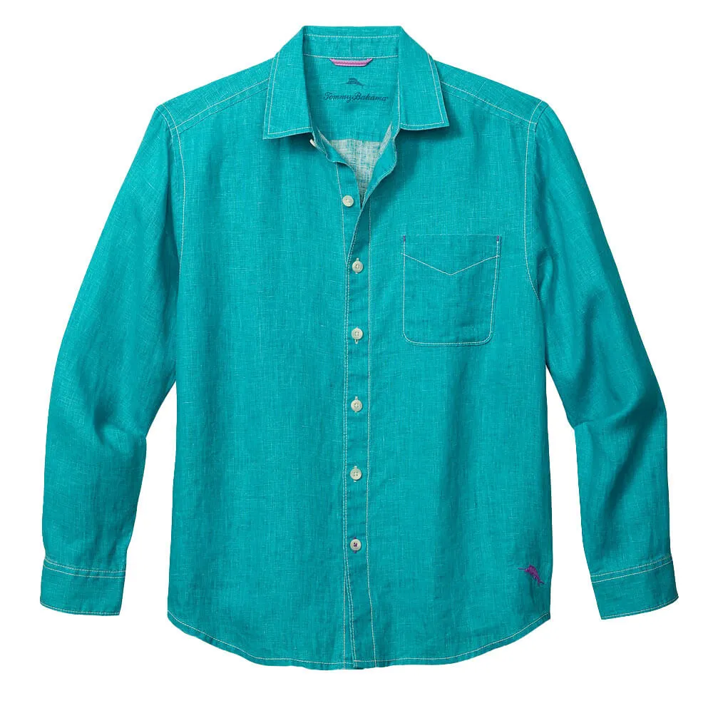 Tommy Bahama Sea Glass Breezer Linen Long Sleeve Shirt - Riviera Azure Mens Tommy Bahama