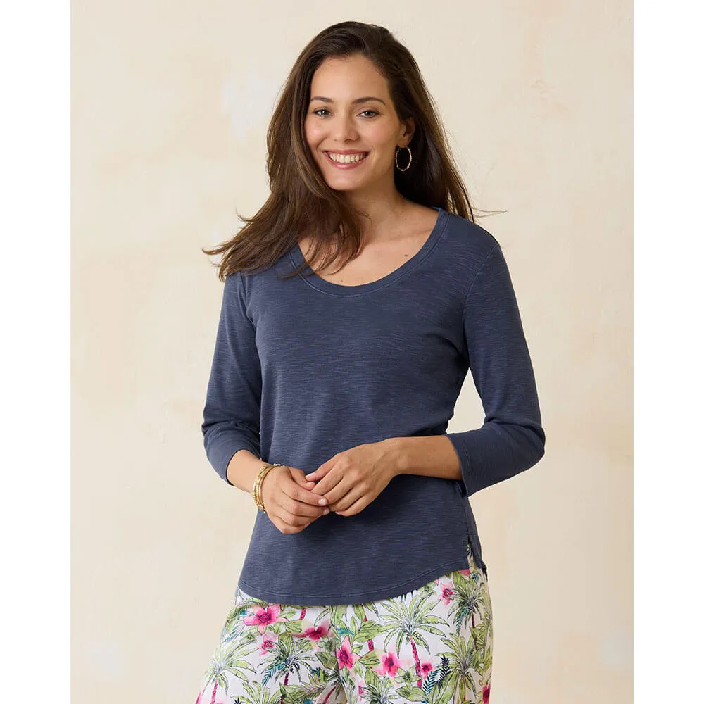 Tommy Bahama Women's Ashby Isles Rib 3/4 Sleeve Scoop T-Shirt - Island Navy* Tommy Bahama Clothing