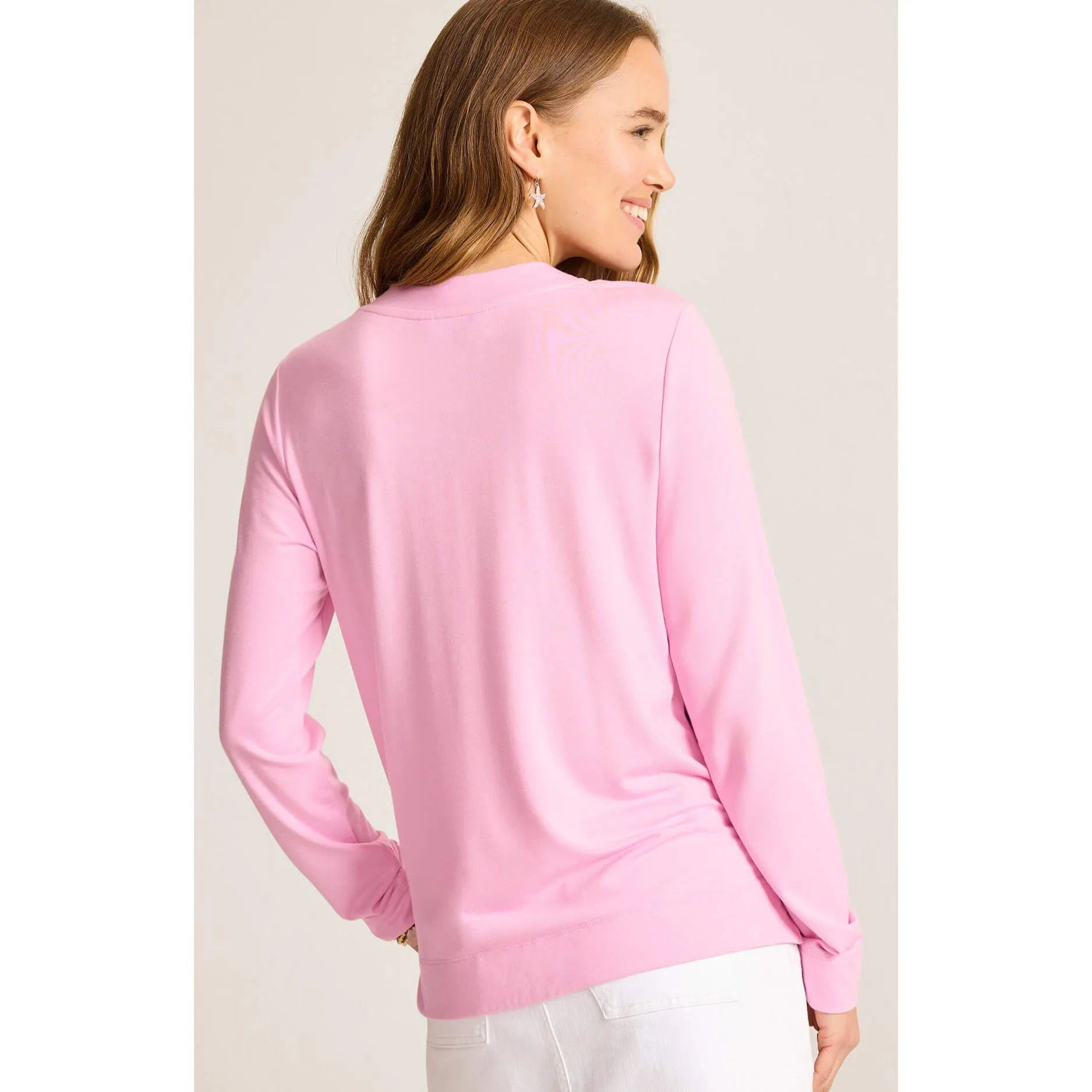 Tommy Bahama Women's Kauai Jersey Long Sleeve V-Neck T-Shirt - Primrose Pink Tommy Bahama Clothing