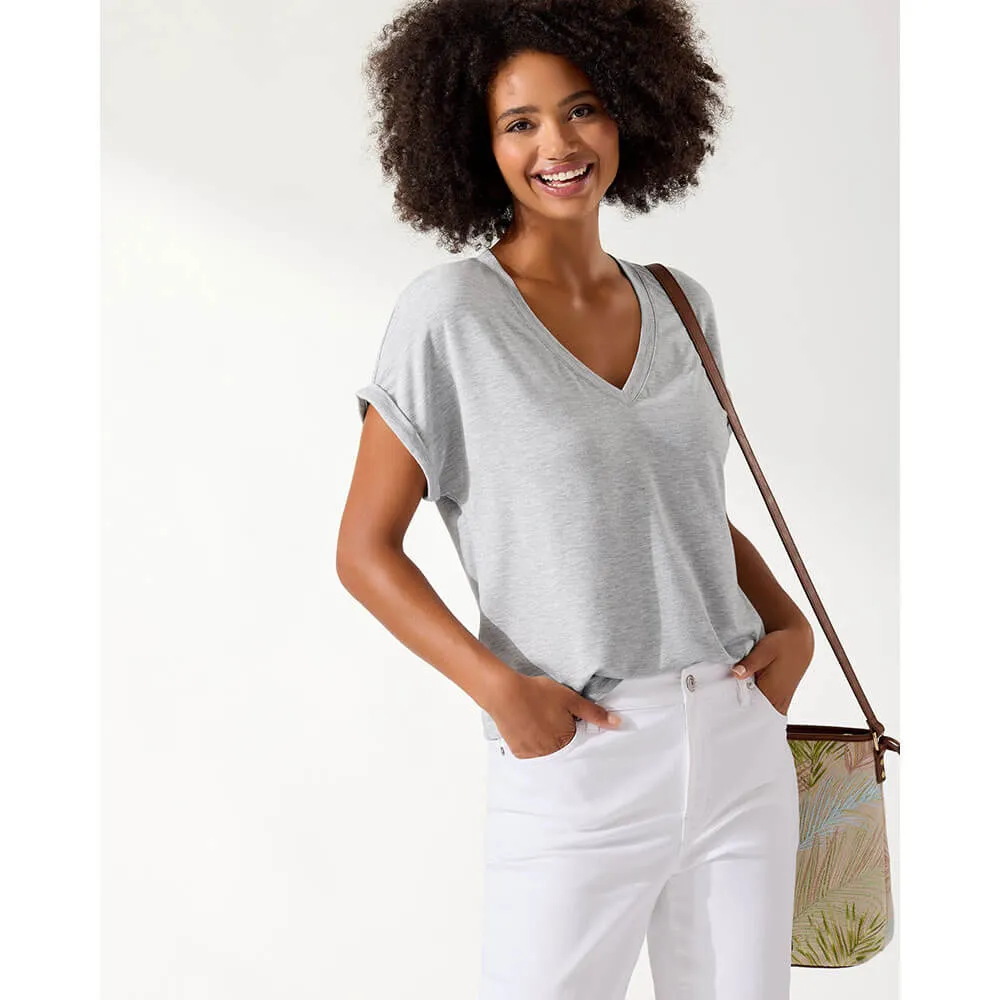 Tommy Bahama Women's Kauai Jersey V-Neck T-Shirt - Silver Streak Heather Tommy Bahama Clothing