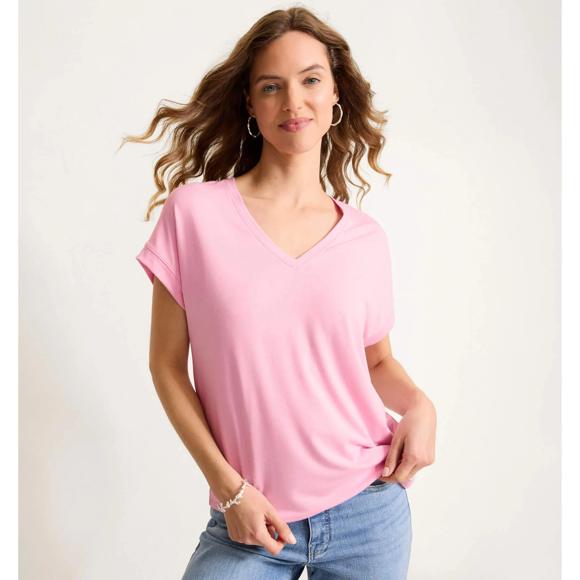 Tommy Bahama Women's Kauai V-Neck Short Sleeve Top - Primrose Pink Tommy Bahama Clothing
