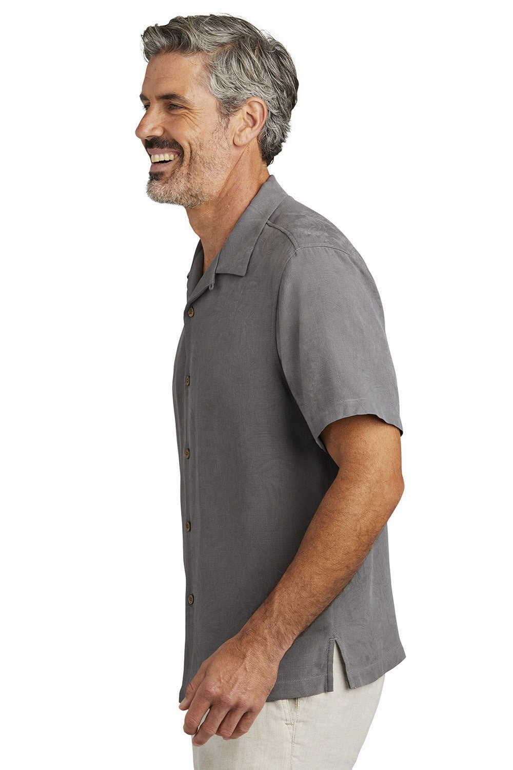 Tommy Bahama Mens Tropic Isles Short Sleeve Button Down Shirt - Shadow Grey