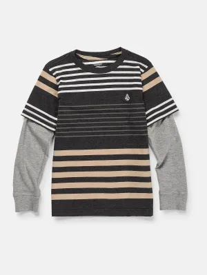 Volcom Beam Stone Twofer Long Sleeve Shirt (Age 2-7) Dark Black Heather Volcom