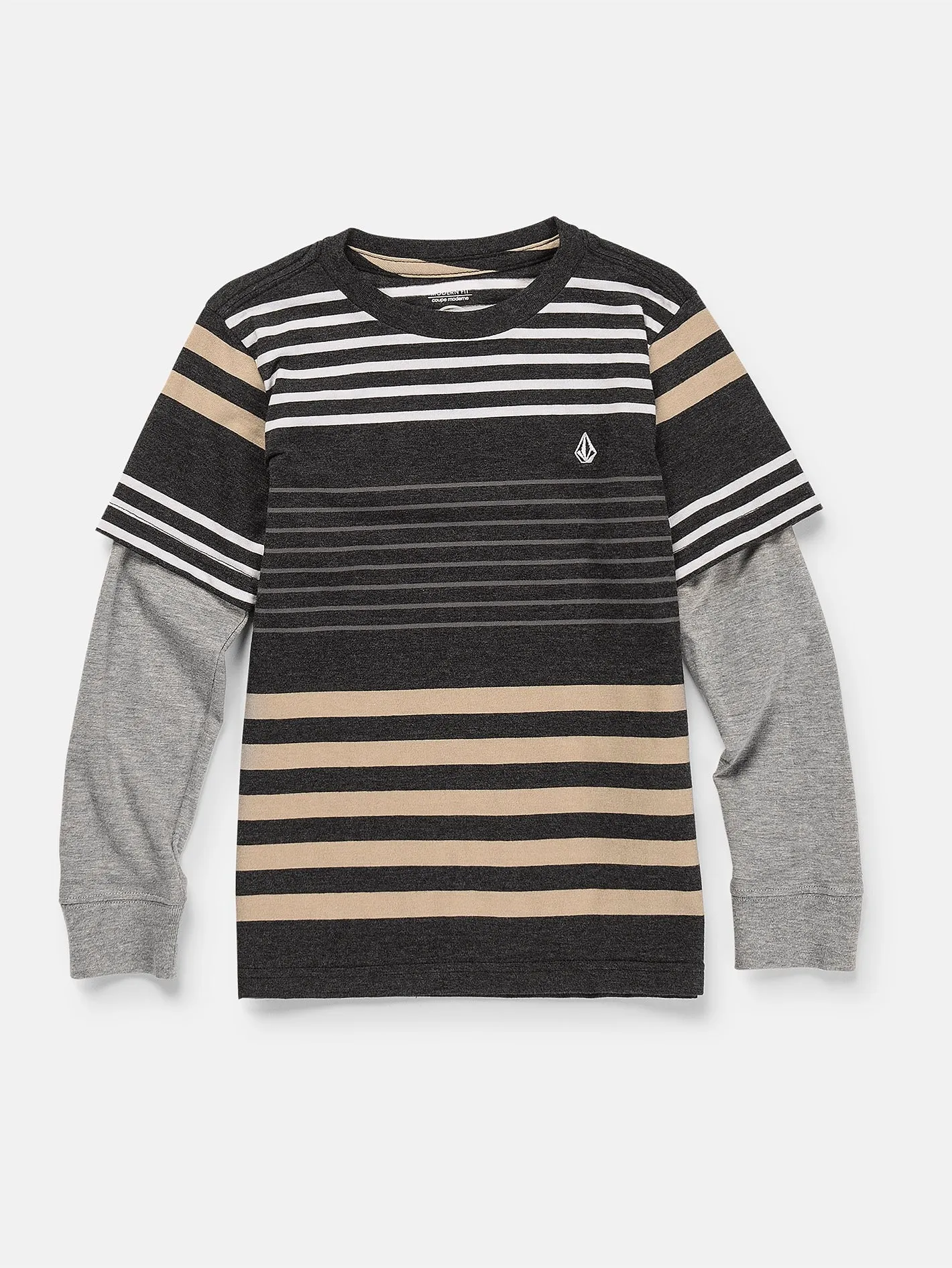 Volcom Beam Stone Twofer Long Sleeve Shirt (Age 2-7) Dark Black Heather Volcom