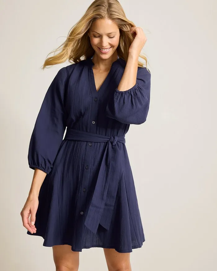 Womens Tommy Bahama Swimwear Tommy Bahama Bella Breeze Shirt Dress Cover Up - Mare Navy *