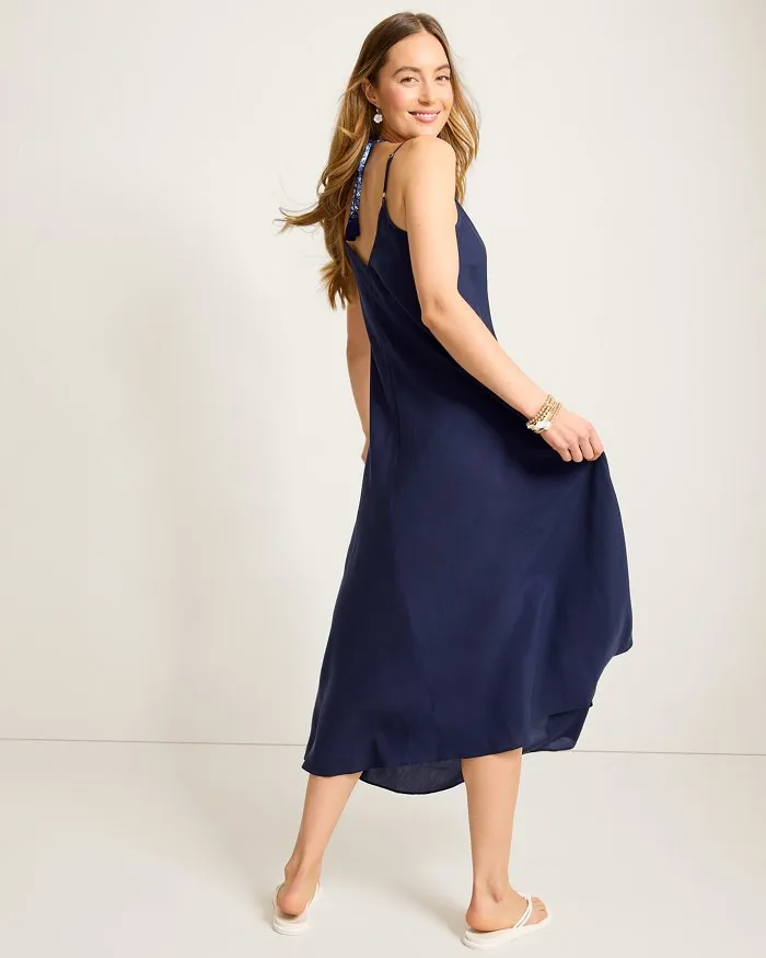 Womens Tommy Bahama Swimwear Tommy Bahama Capri Coast Bias Dress Cover Up - Mare Navy