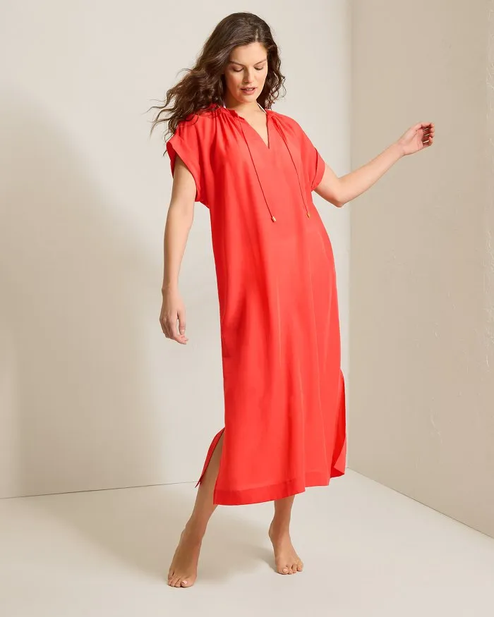 Womens Tommy Bahama Swimwear Tommy Bahama Capri Coast Caftan Cover Up - Citrus Coral *