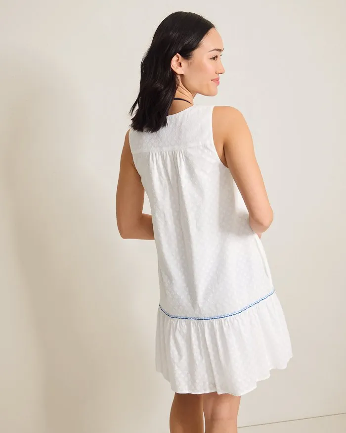 Womens Tommy Bahama Swimwear Tommy Bahama Cotton Clip Sleeveless Tiered Dress Cover Up - White