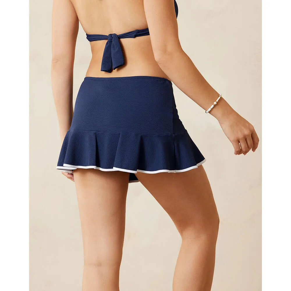Womens Tommy Bahama Swimwear Tommy Bahama Island Cays Cabana High Waist Skirted Bottom - Mare Navy
