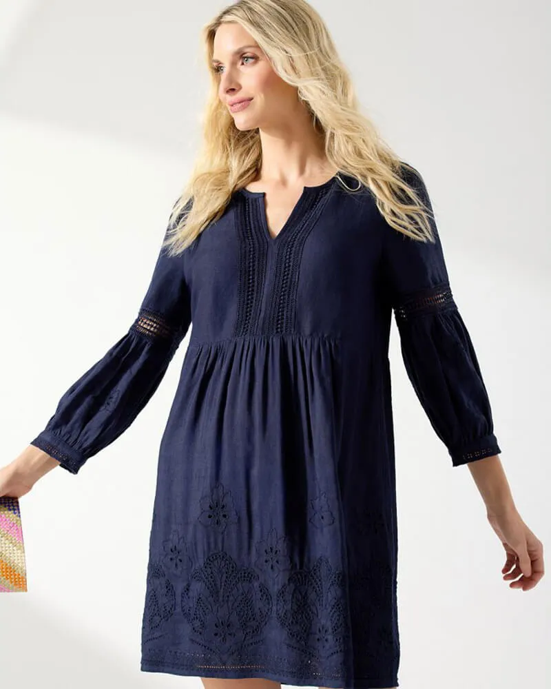 Womens Tommy Bahama Swimwear Tommy Bahama St. Lucia Split Neck Dress Cover Up - Mare Navy